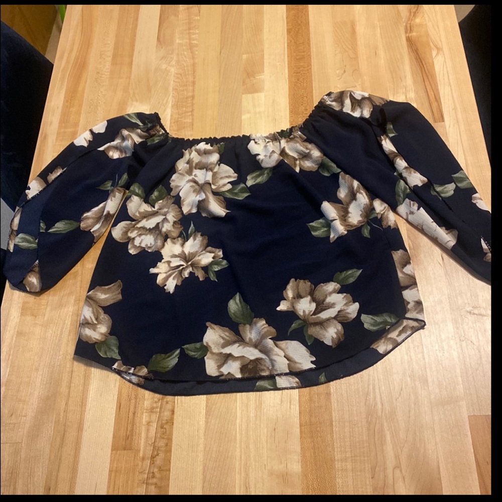 Navy blue floral blouse